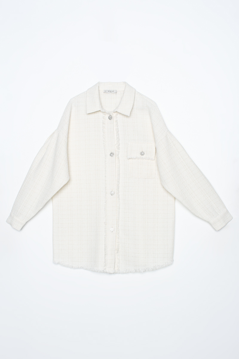 One Pocket Stylish Buttoned Tweed Shirt