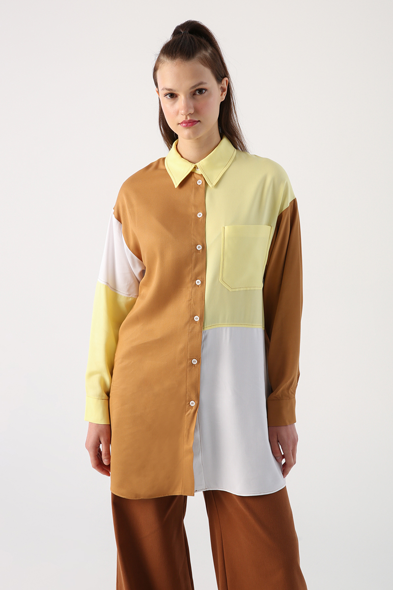 Single Pocket Viscose Fabric Shirt Tunic