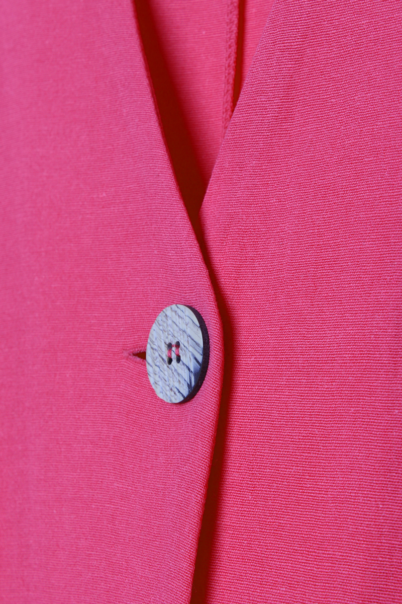 Single Button V-Neck Pocket Linen Slit Jacket