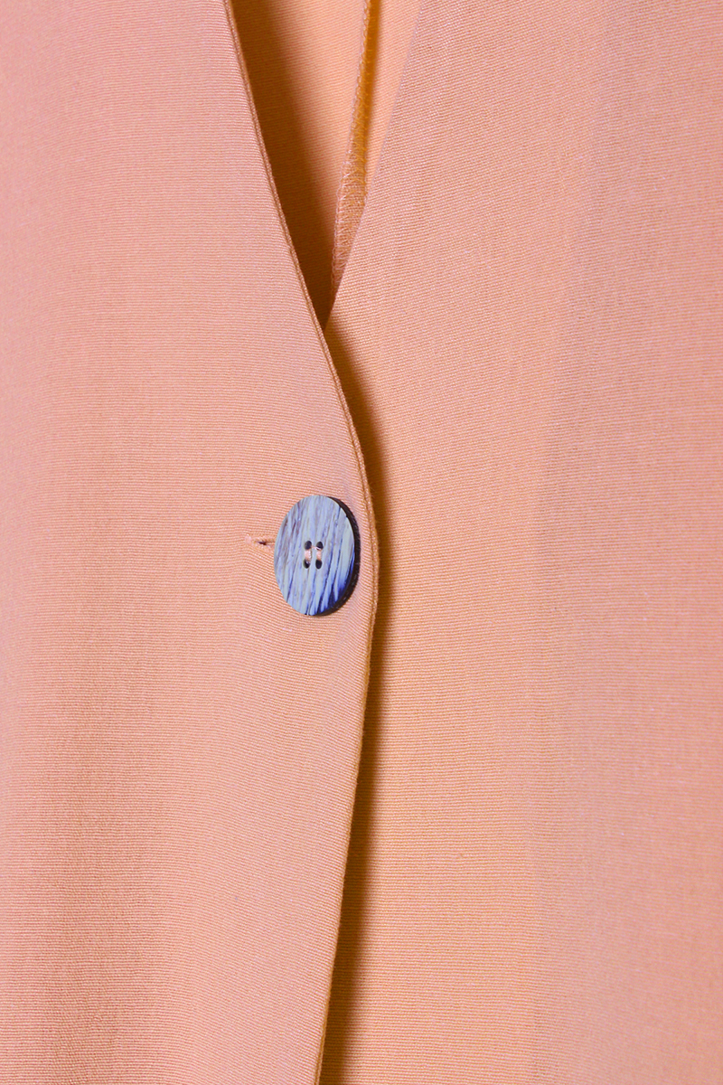 Single Button V-Neck Pocket Linen Slit Jacket