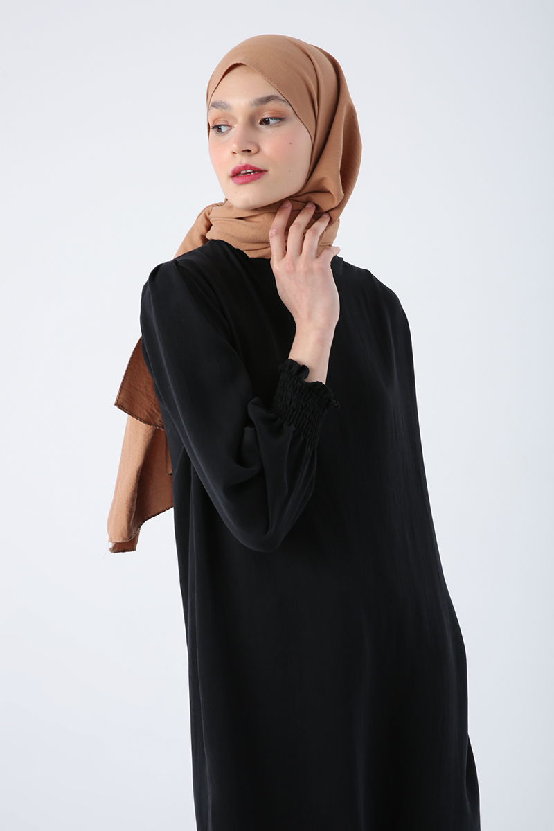 One Shoulder Pleat Detailed Natural Fabric Tunic