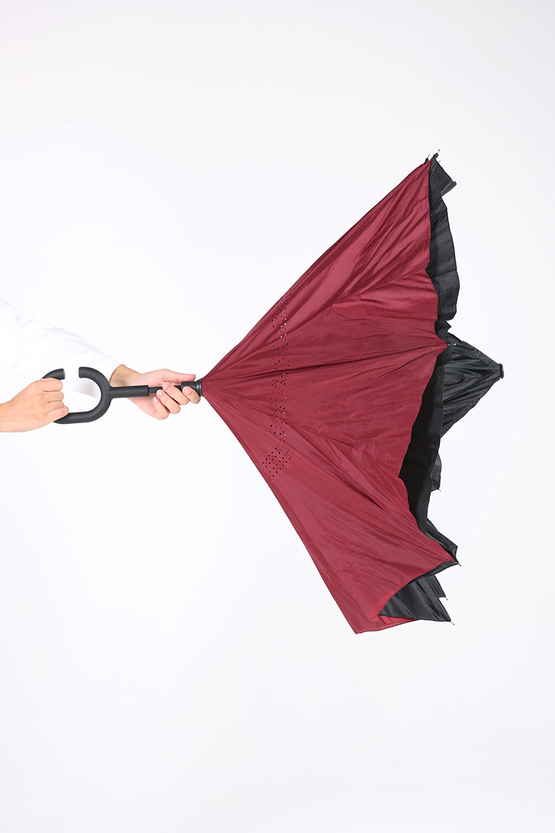 Ters Açılan Desenli Baston Şemsiye