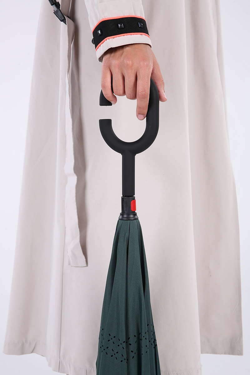 Ters Açılan Desenli Baston Şemsiye