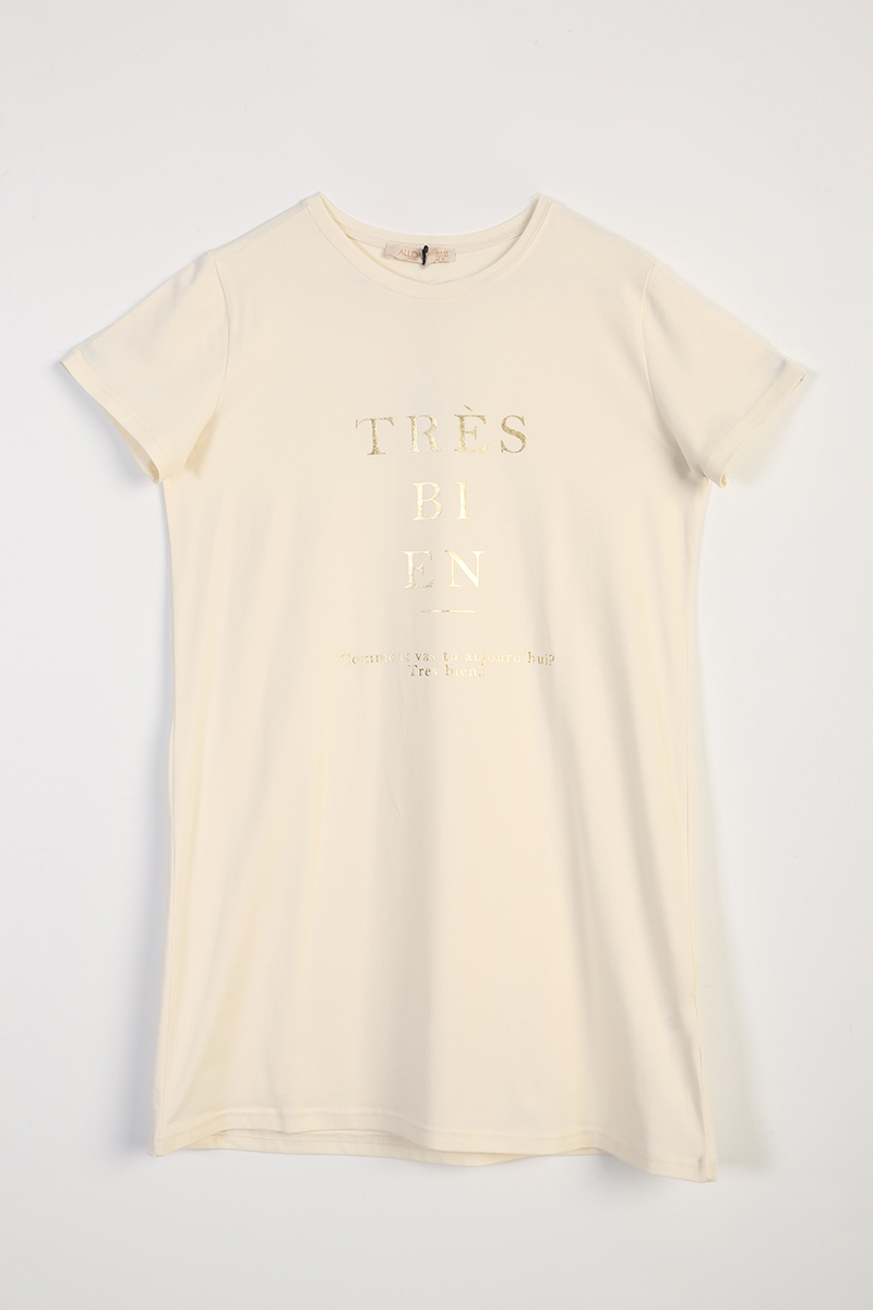 Tres Baskılı Kısa Kollu T-Shirt Tunik