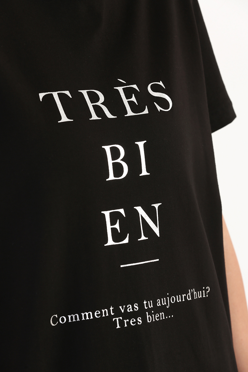 Slogan Print Short Sleeve T-shirt Tunic