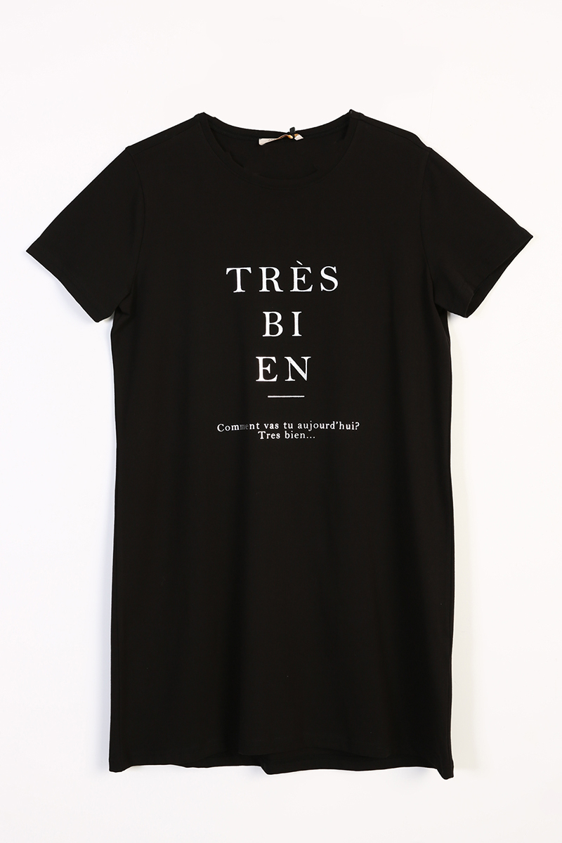 Tres Baskılı Kısa Kollu T-Shirt Tunik