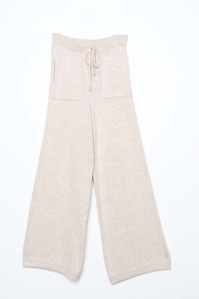 Seam Detail Pants and Blouse Knitwear Set