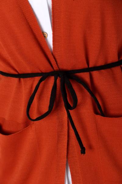 Open Front Belted Pocket Knitwear Vest