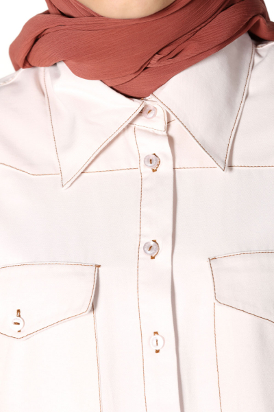 Cepli Düğmeli Uzun Gömlek Tunik