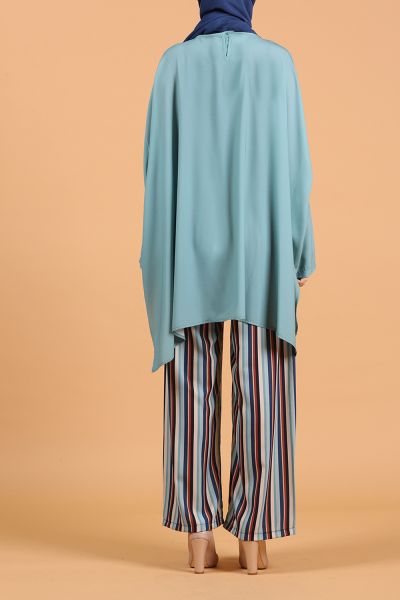 Blouse With Striped Pants Suit