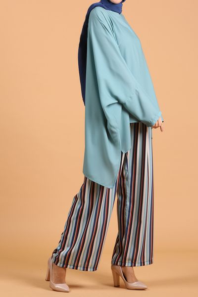 Blouse With Striped Pants Suit