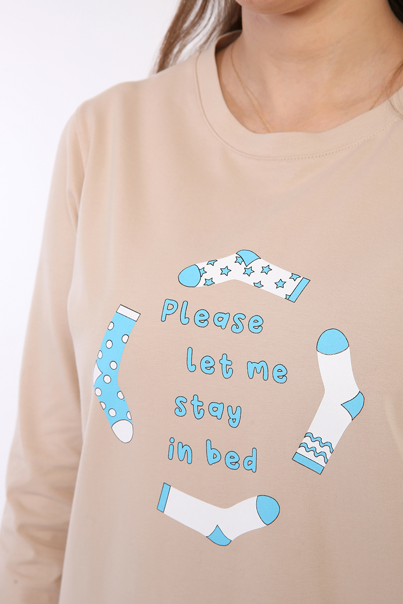 Uzun Kollu Baskılı Pijama Takımı