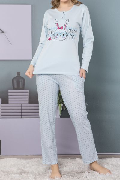 Uzun Kollu Üçlü Pijama Takımı