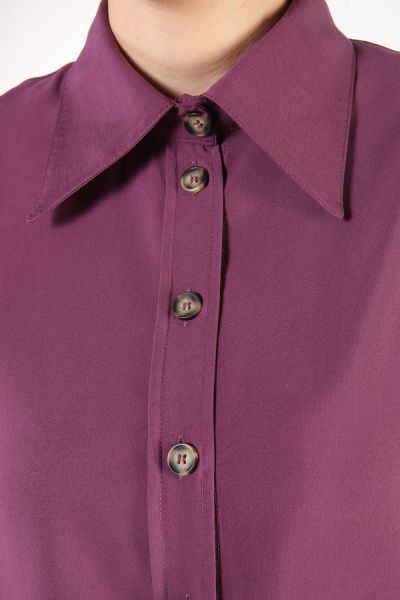 Viskon Düğmeli Uzun Gömlek Tunik
