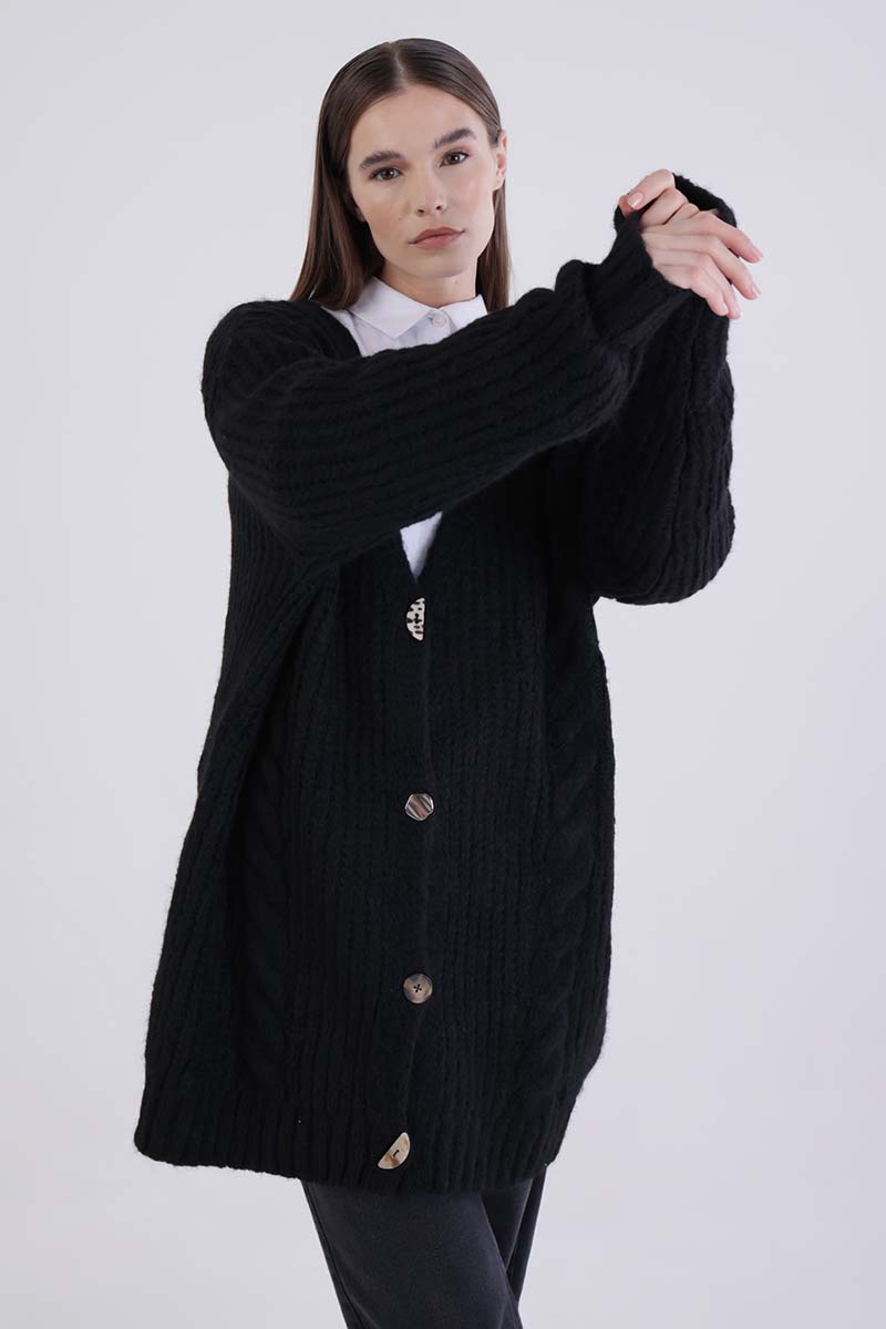 V Neck Buttoned Knitted Cardigan