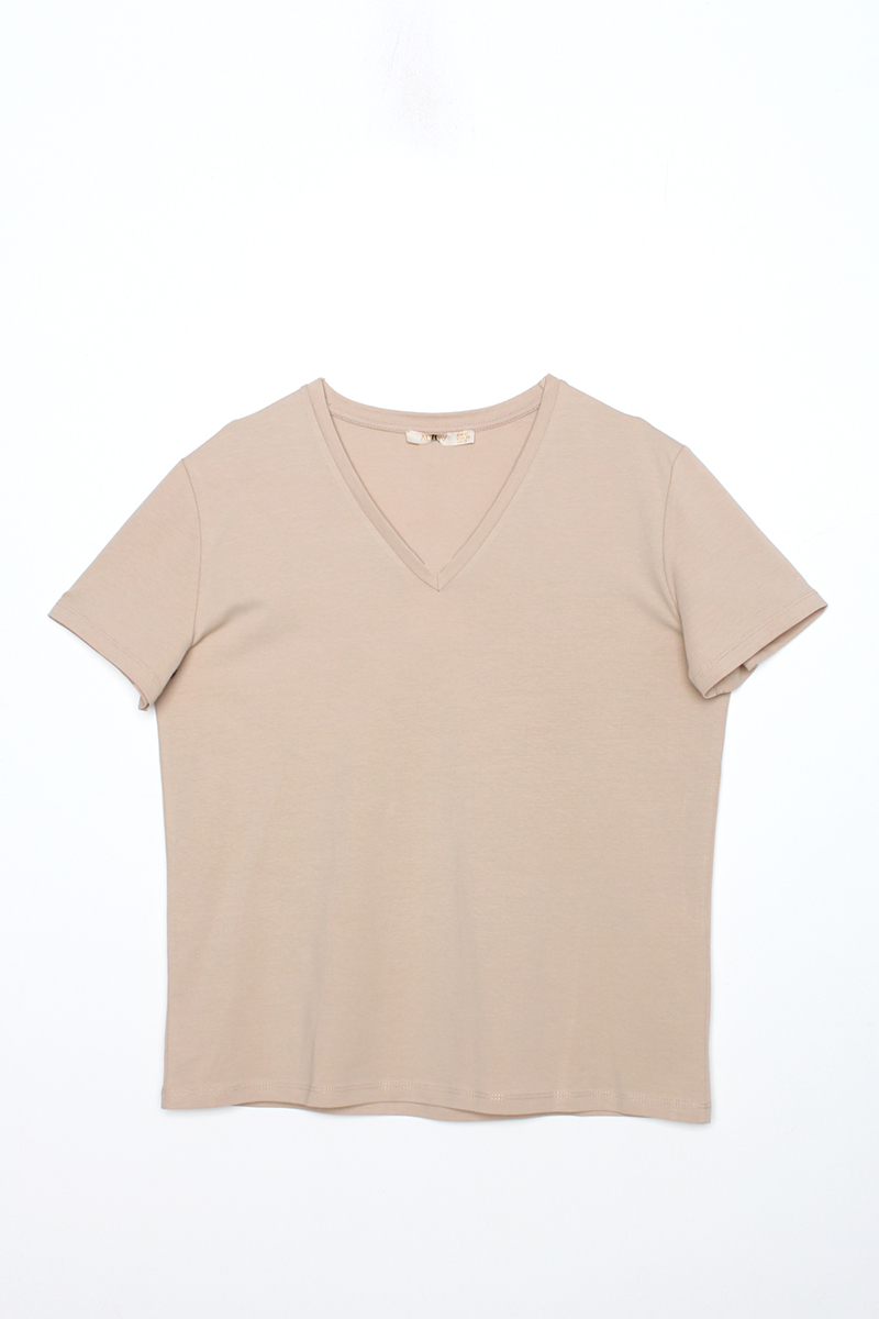 V Neck Cotton Basic T-shirt