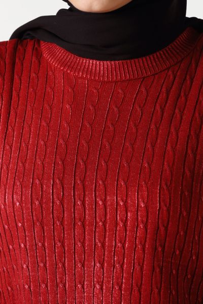 Shiny Slit Detailed Knitwear Tunic