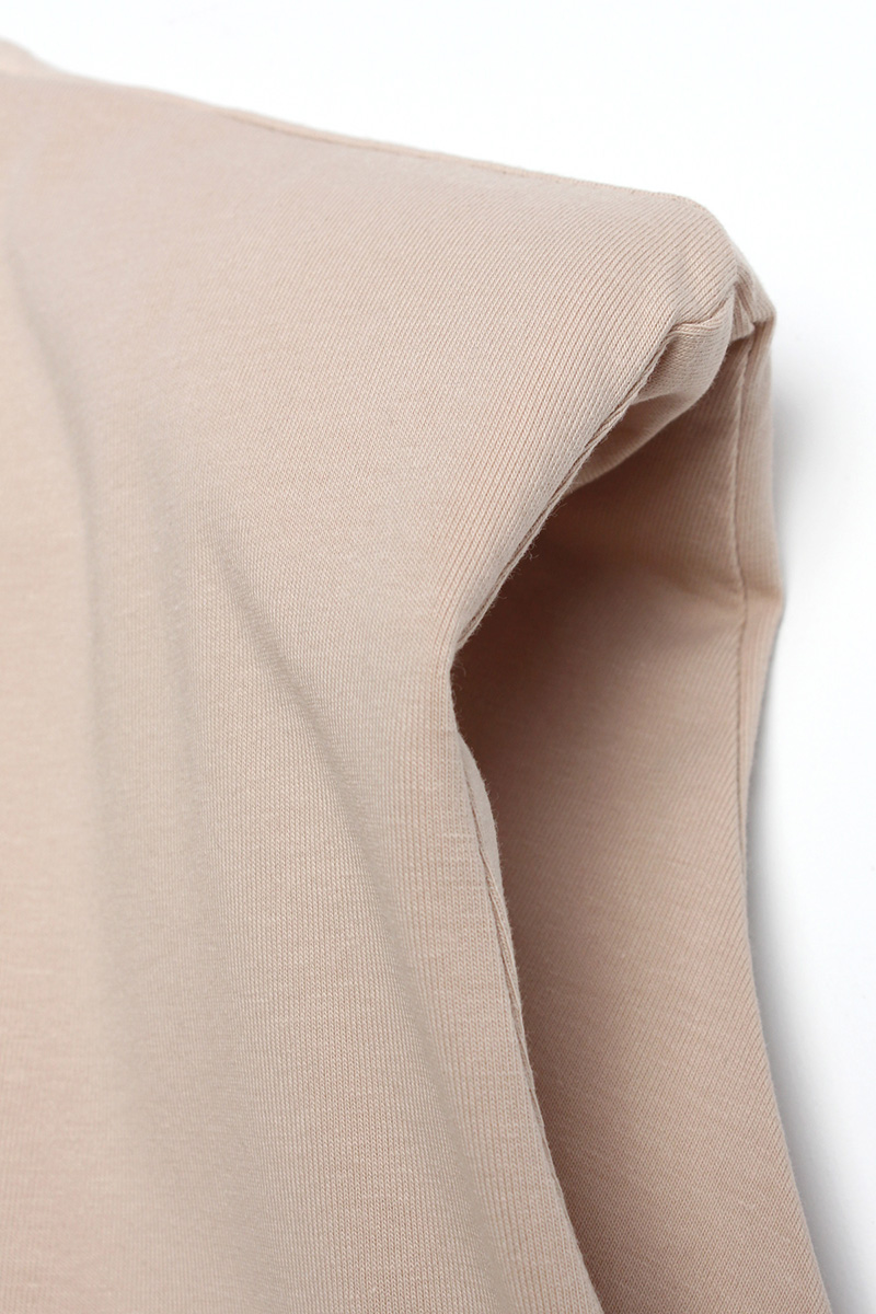 Shoulder Padded Cotton T-shirt