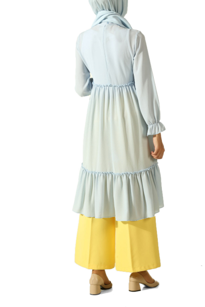 Smocked Tunic With Lace Up Neck