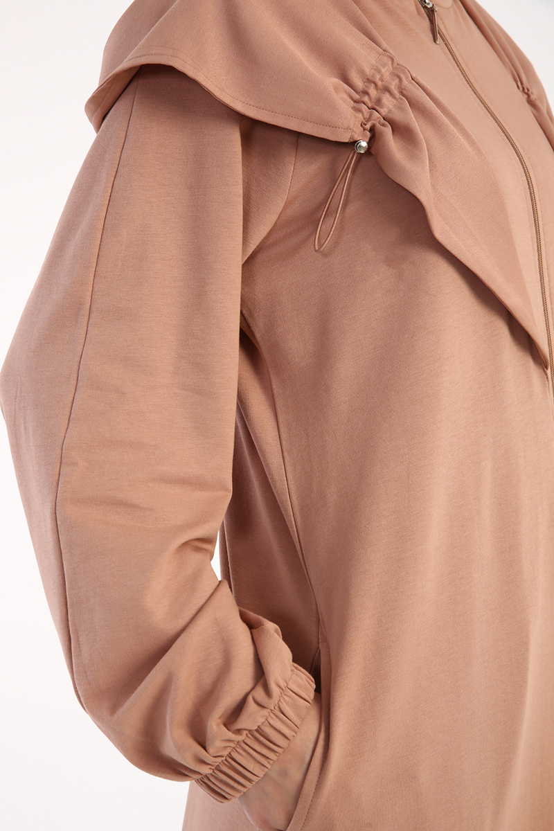 Raglan Sleeve Zippered Combed Cotton Abaya
