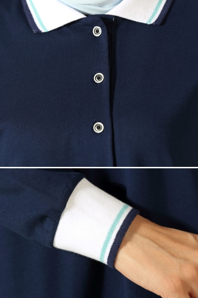 Polo Neck Color Block Detailed Tunic