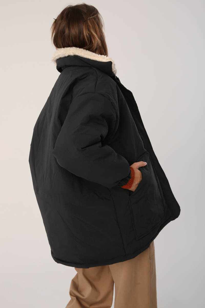 Fur Collar Big Pocket Oversize Inflatable Coat