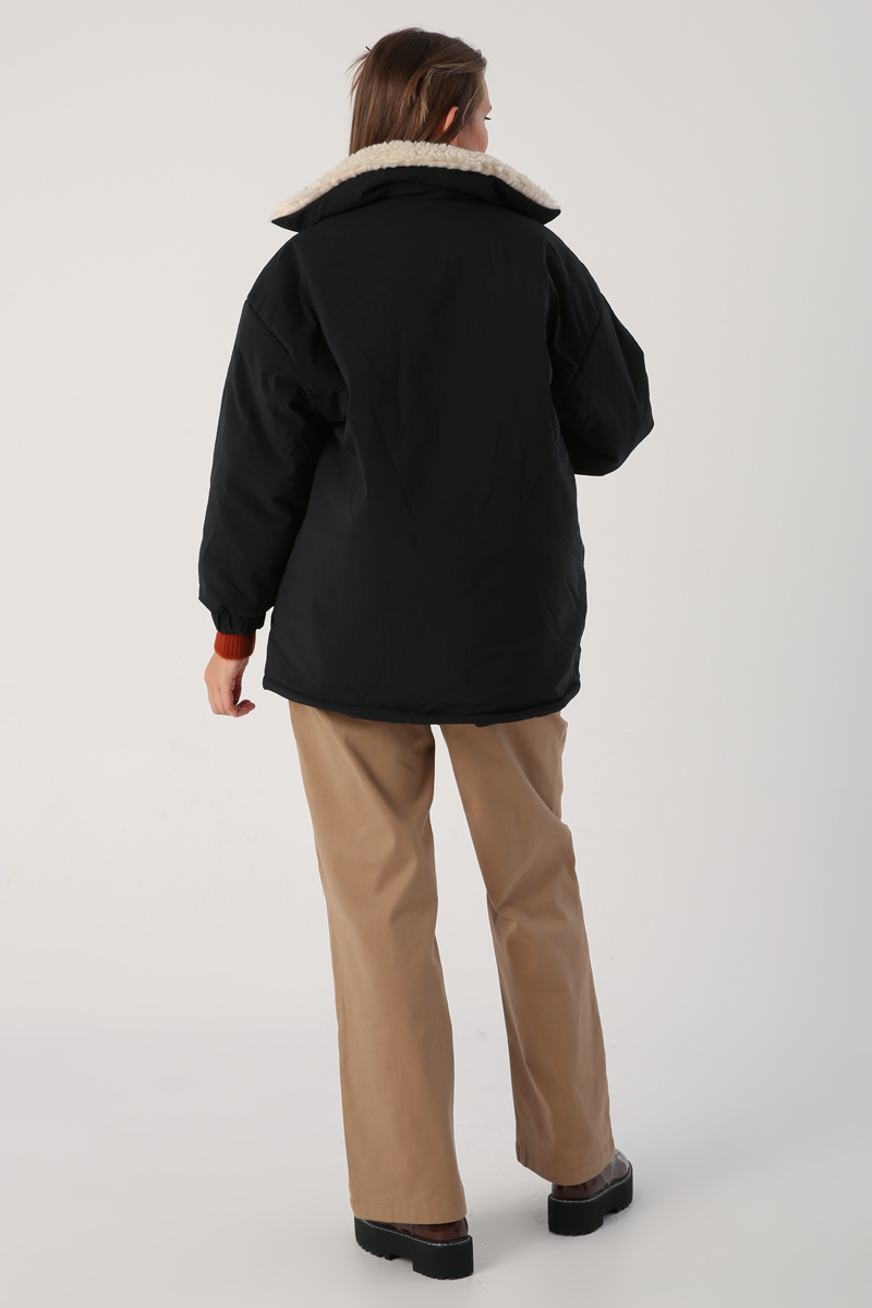 Fur Collar Big Pocket Oversize Inflatable Coat