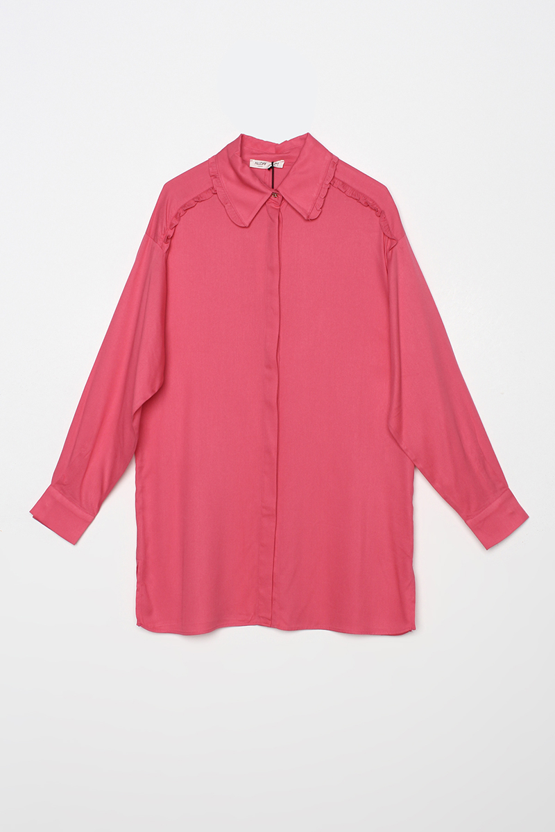 Collar And Shoulder Frill Detailed Viscose Shirt Tunic
