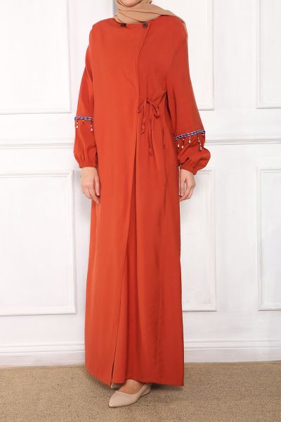 Beaded Sleeve Belted Abaya