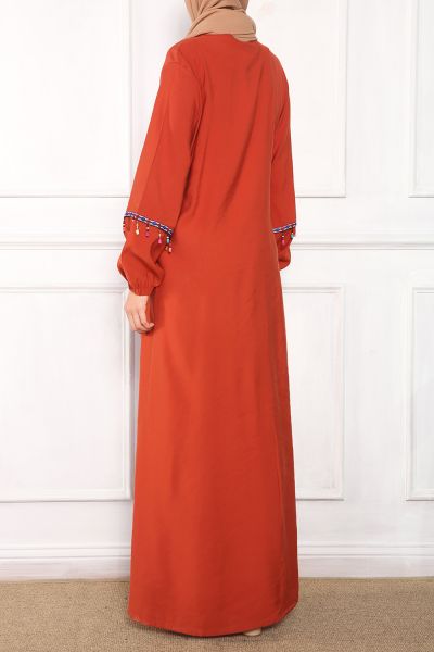 Beaded Sleeve Belted Abaya
