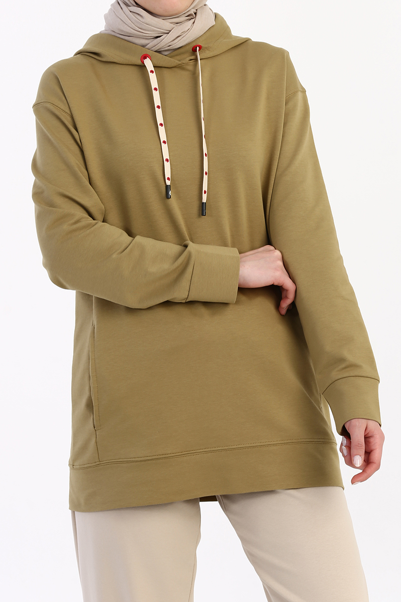 Hooded Sweatshirt Tunic With Pocket