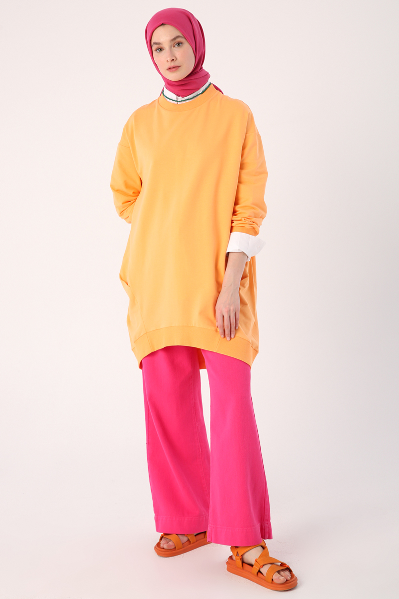 Side Pleated Ribbed Sweat Tunic