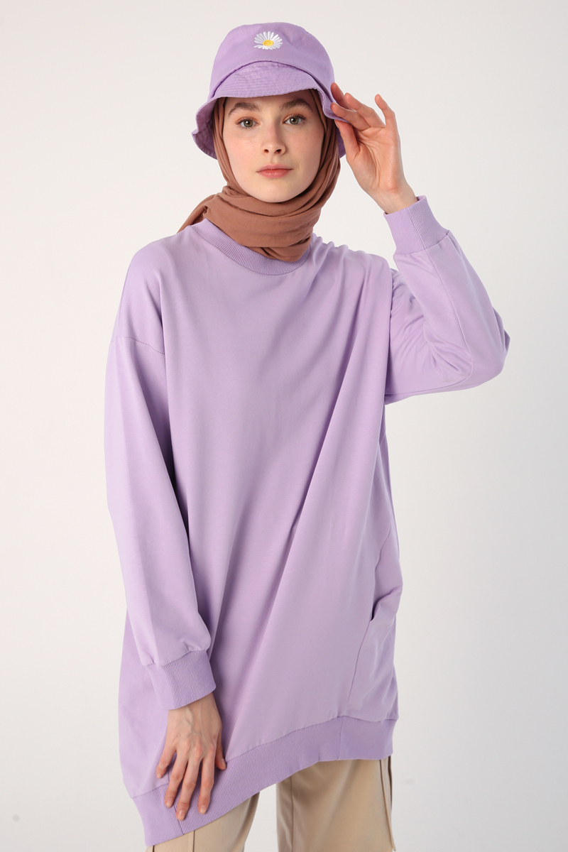 Side Pleated Ribbed Sweat Tunic
