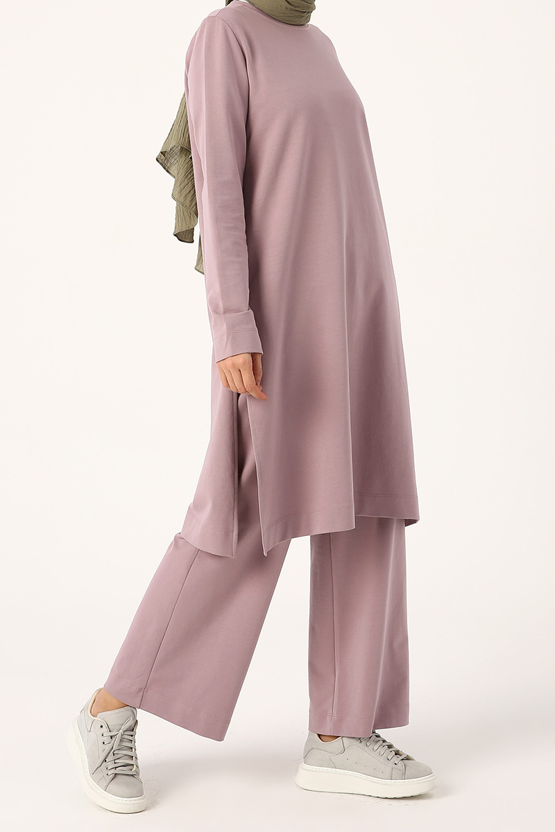 Slit Side Blouse and Pants Outfit Set
