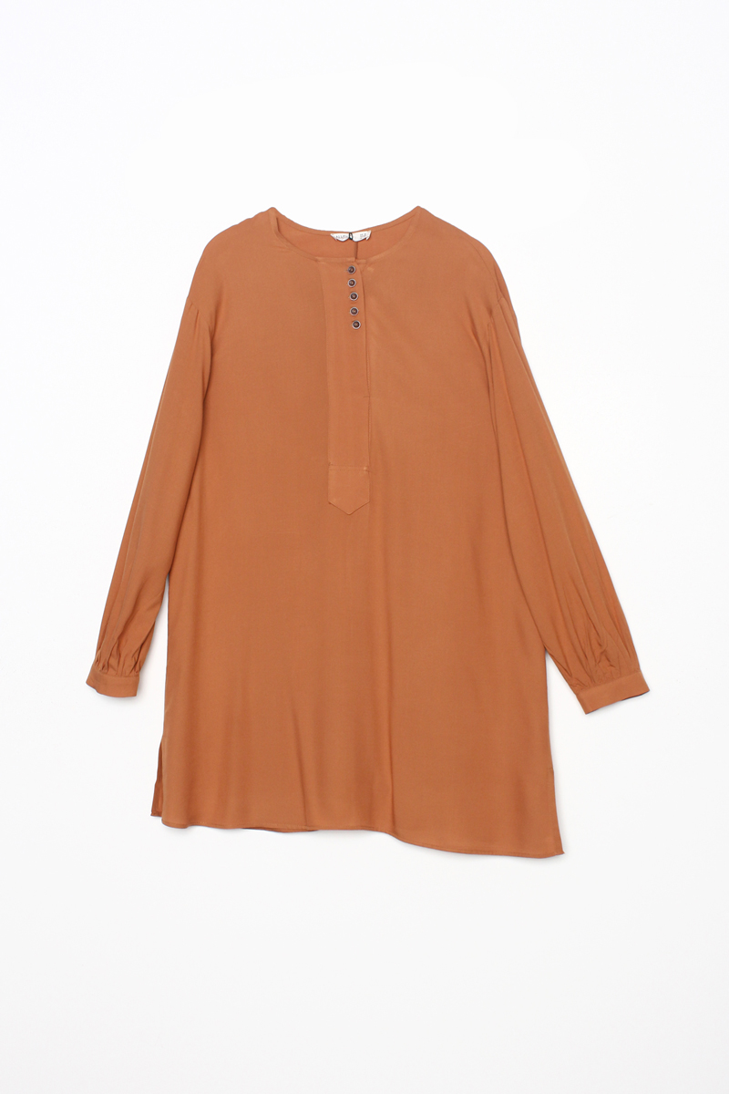 Slits on the Sides Viscose Wide-Pleat Comfortable Fit Tunic