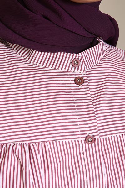 Striped Buttoned Shirt Tunic