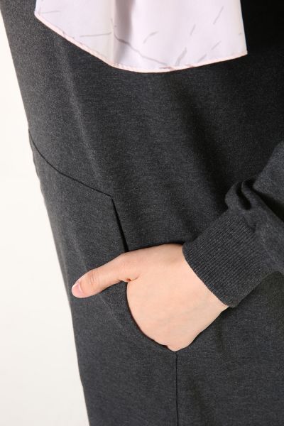 Hooded Slit Detailed Long Sweatshirt