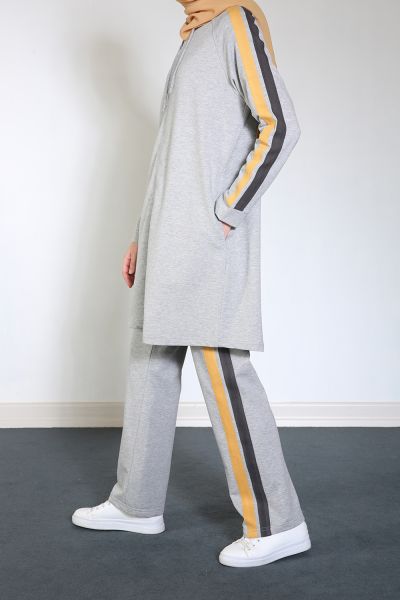 Striped Hooded Zippered Track Suit
