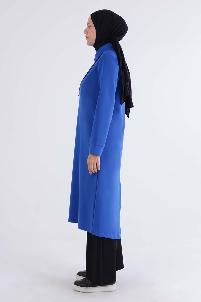 Half Patented Buttoned Tunic with Slit Back