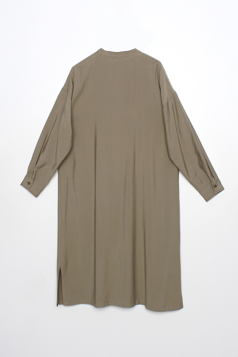 Pleated Front Long Viscose Tunic