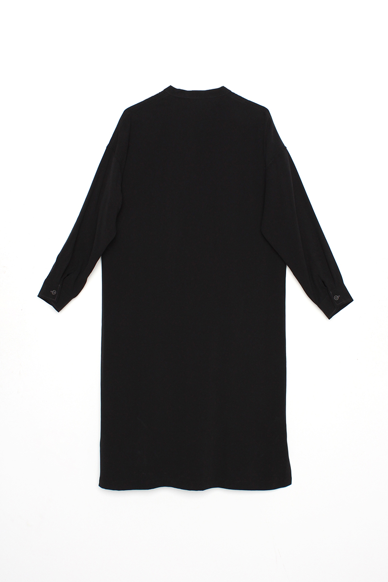 Pleated Front Long Viscose Tunic