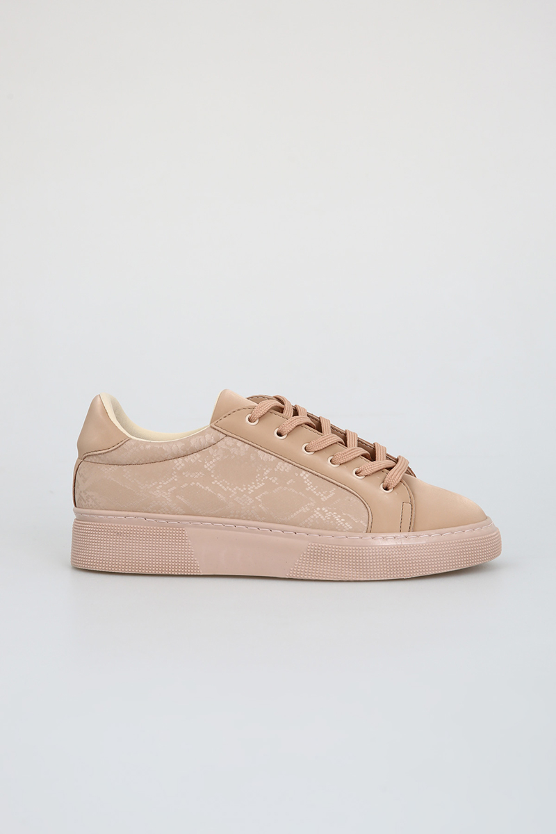 Snake Leather Look Lace Up Sneakers