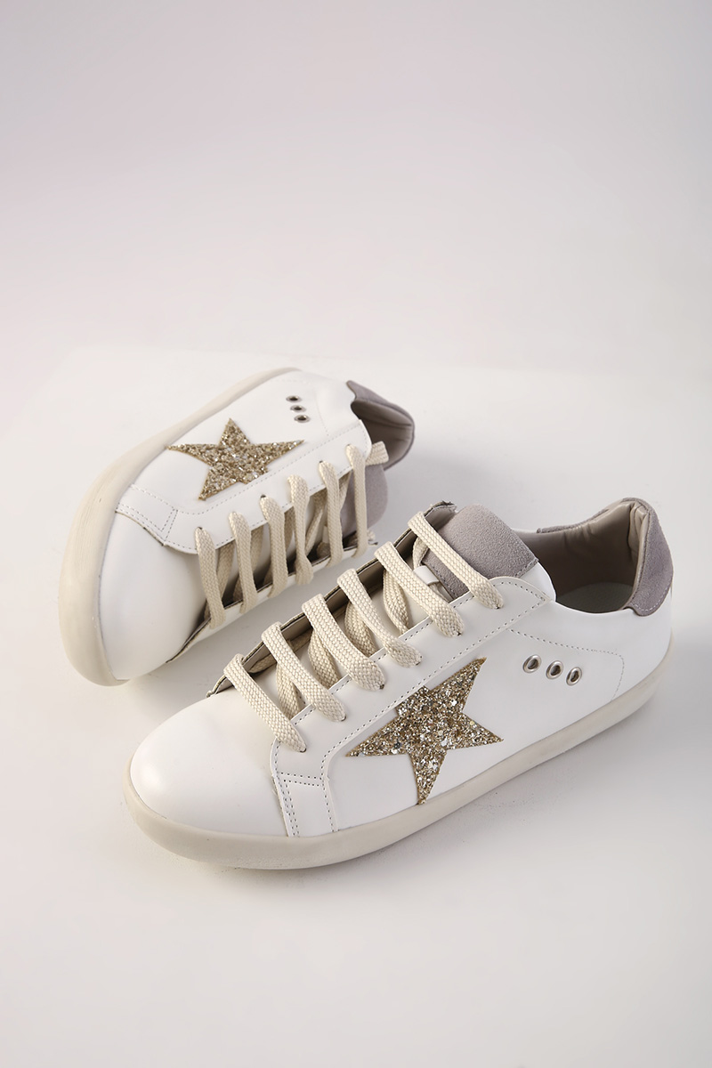 Star Figured Lace Up Sneakers 