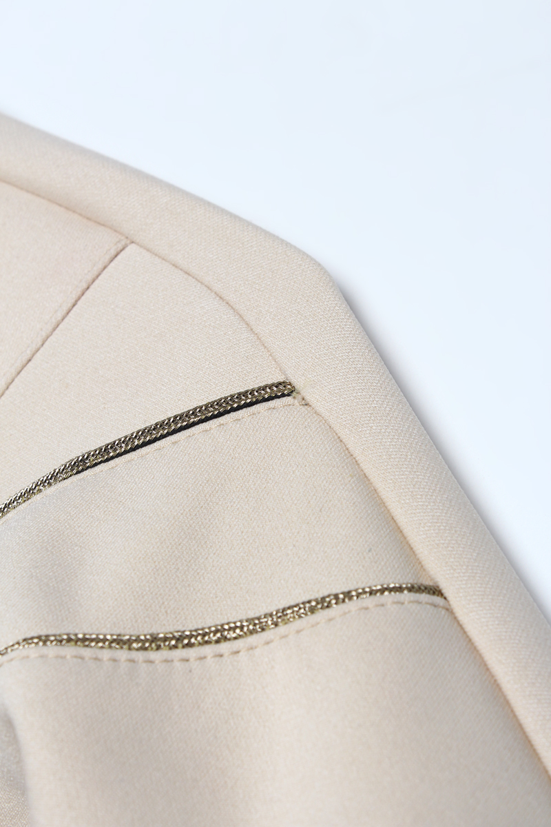 Slit Silvery Trim Collar Detailed Tunic