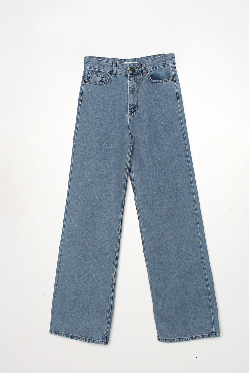 100% Cotton High Waist Wide Leg Jean Pants