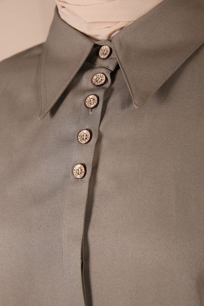 Yüksek Manşetli Düğmeli Gömlek Tunik