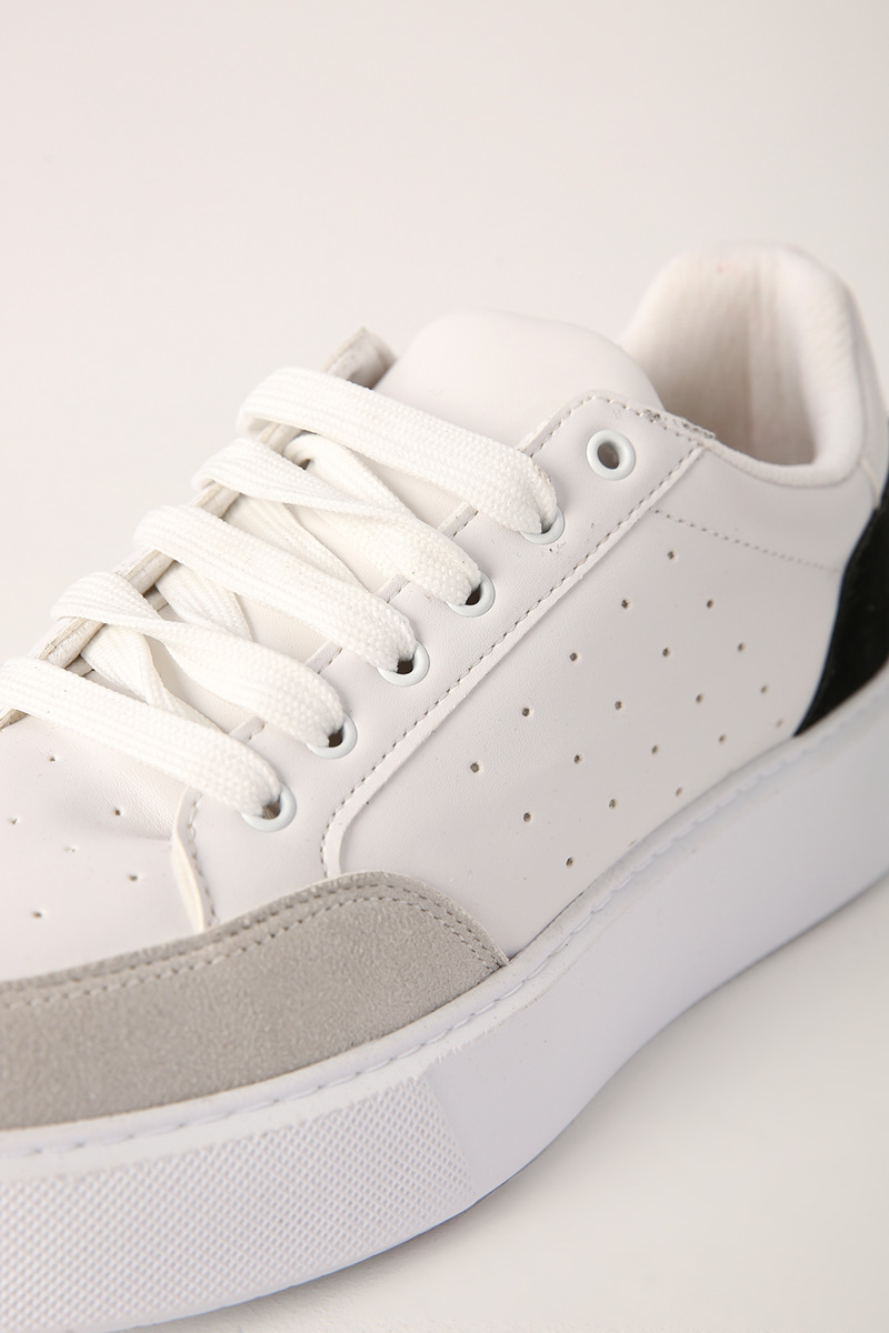 Leather Look Lace Up Sneakers