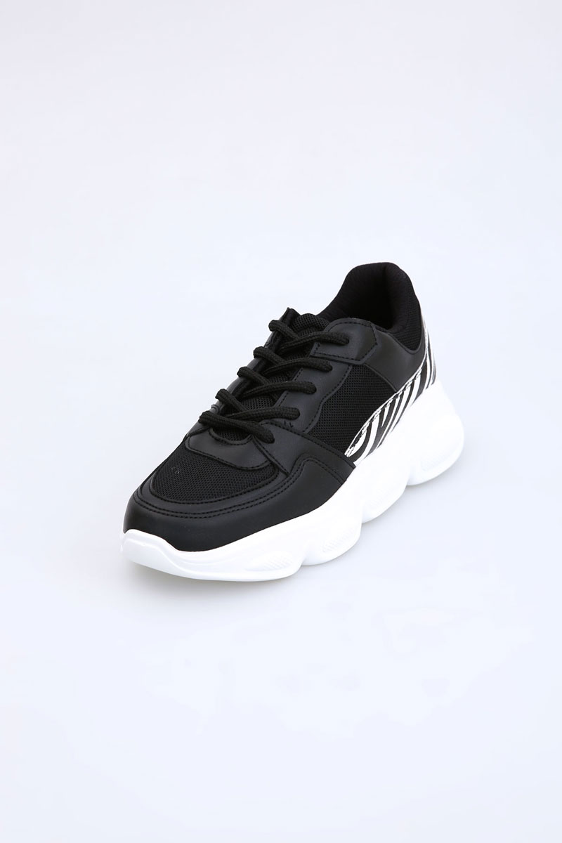 Lace-Up Front Mesh Zebra Detailed Chunky Sneakers