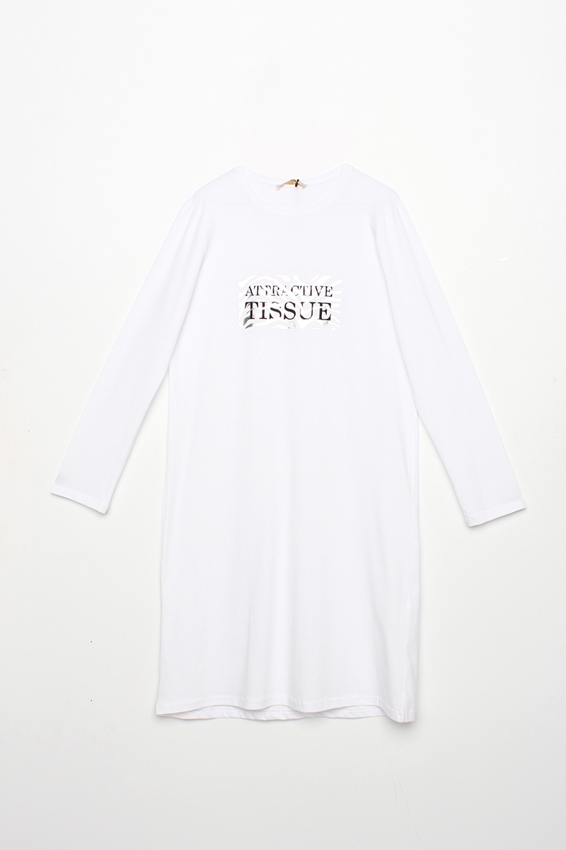 Zebra Varak Baskılı Uzun Kollu T-Shirt Tunik