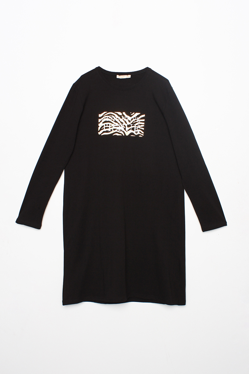 Zebra Printed Long Sleeve T-shirt Tunic